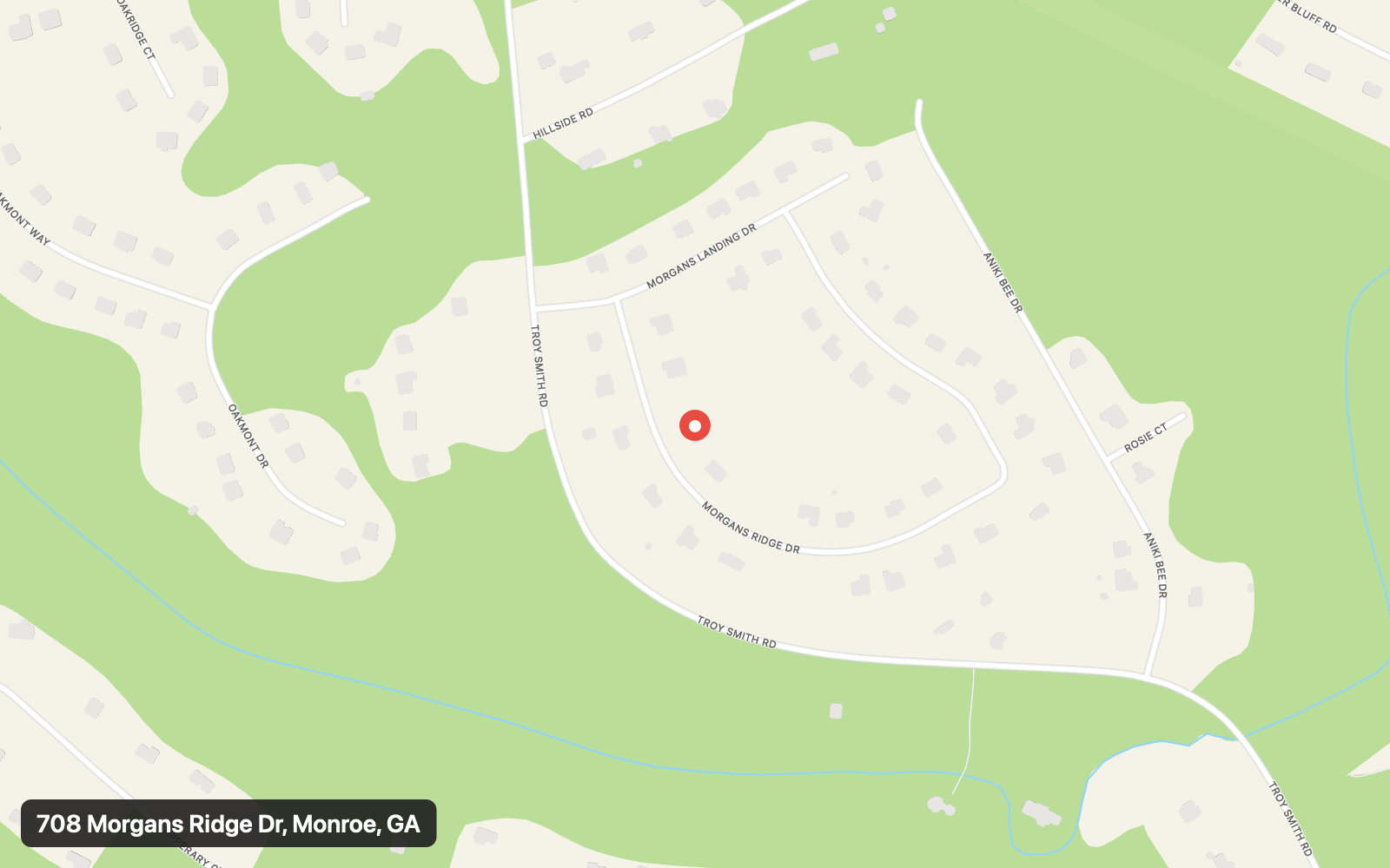 Map of 708 Morgans Ridge Dr, Monroe GA.